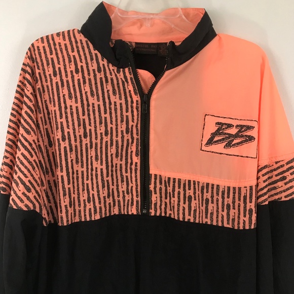 VTG Bristol Bay Black Orange Neon Windbreaker L - Picture 2 of 8